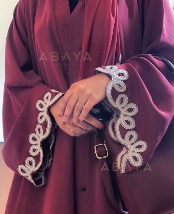 Cutwork Embroidered Buttoned Abaya with handwork details - Image 2